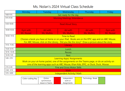 Virtual Class Schedule